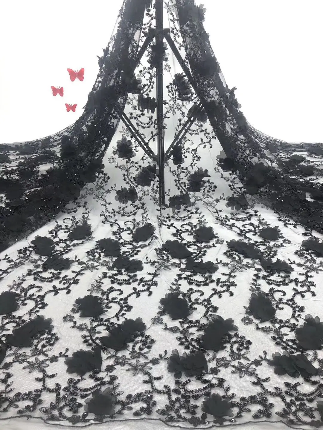 Африканская кружевная ткань 2019 Высококачественная розовая Свадебная с