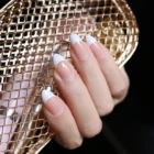 Тонкие французские накладные ногти средние накладные ногти УФ Свадебные накладные ногти дизайн натуральный 24 шт. полный комплект ярсветильник