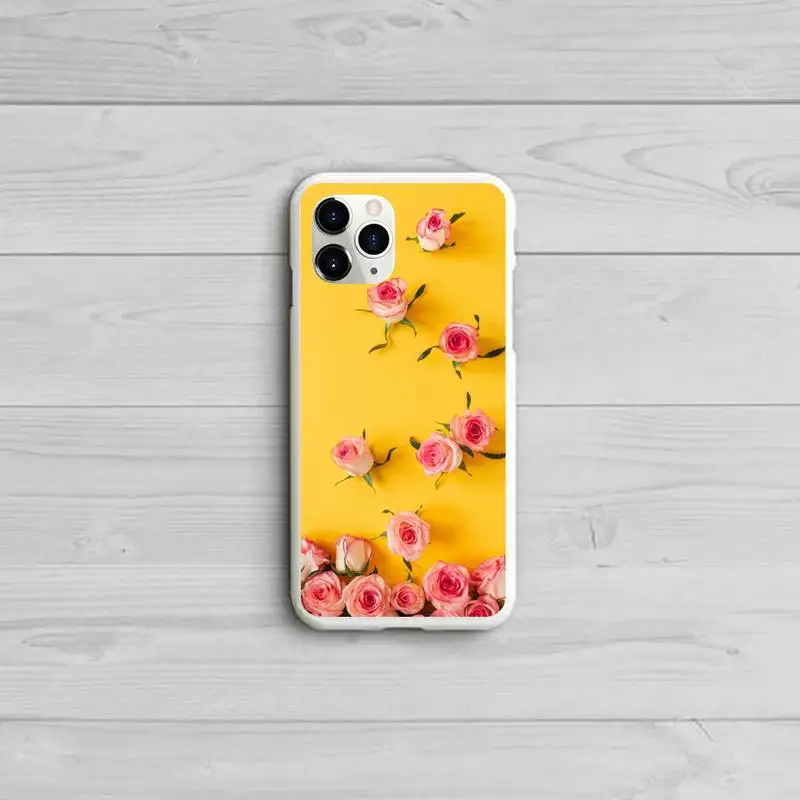 

red yellow pink flower Phone Case Candy Color White for iPhone 11 pro XS MAX 8 7 6 6S Plus X 5S SE 2020 XR