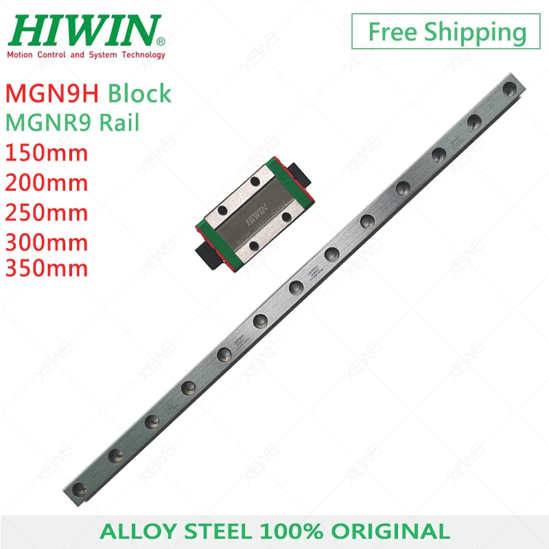 

Free Shipping alloy steel HIWIN MGNR9 guideway rail 150mm 200mm 250mm 300mm 350mm with MGN9H carriages Long guide block for CNC