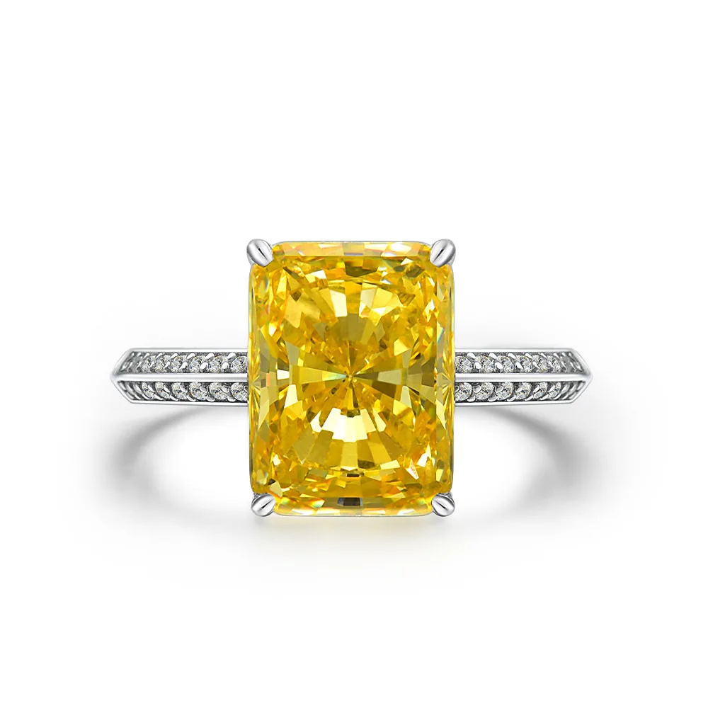 

Luxury Brand Real S925 Sterling Silver Rings Rectangle Diamond Ion Plating Fine Jewelry Ornaments Accessories Drop Shipping