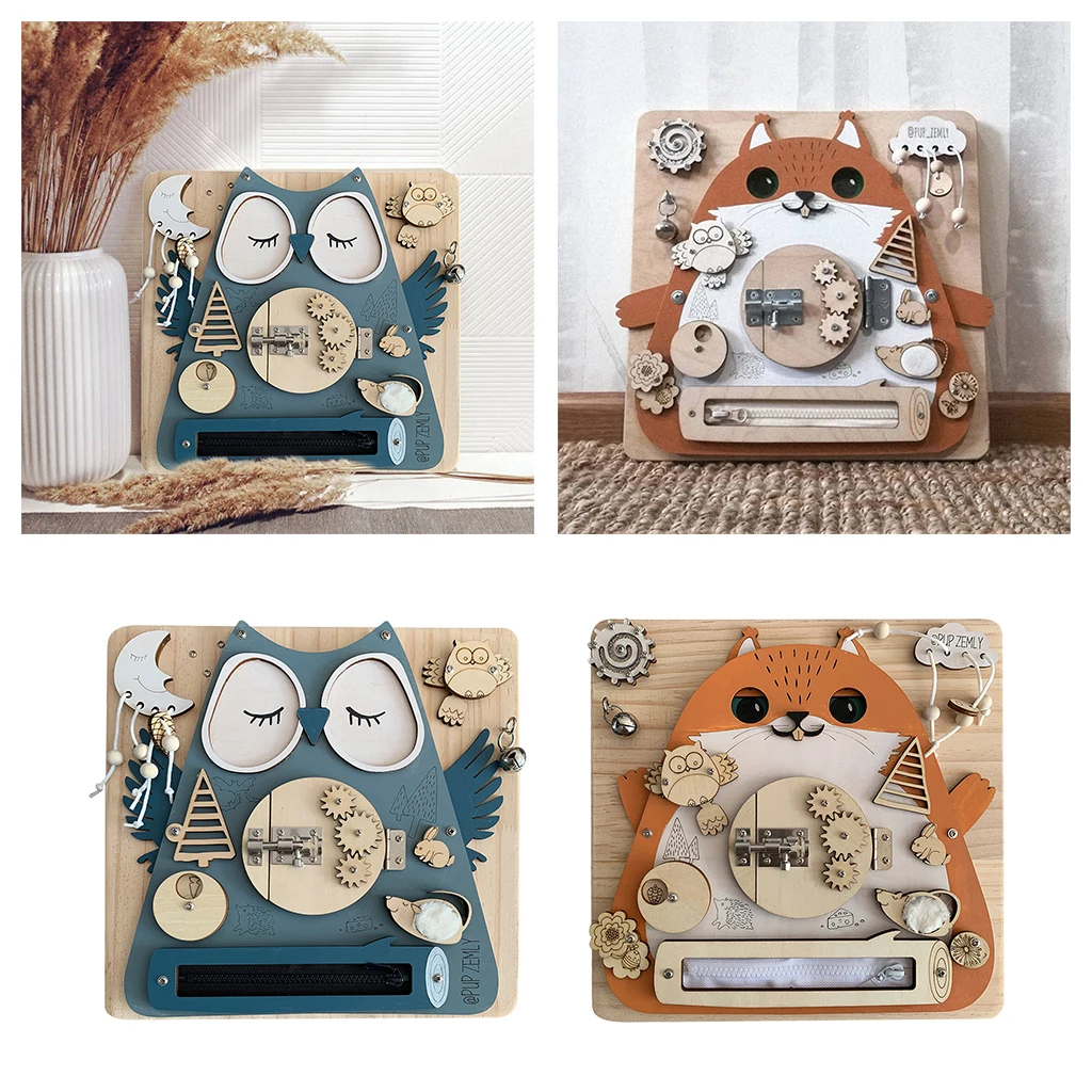 

Montessori Sensory Activity Board Wooden Locks Toy Preschool Fine Motor Board Game Travel Toy Gifts Age 1-3 Years