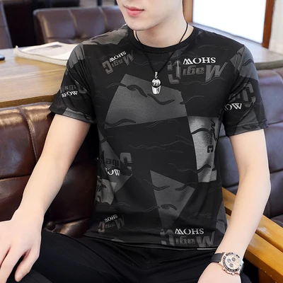 

Men's short sleeve t-shirt summer trend handsome casual half sleeve 2336