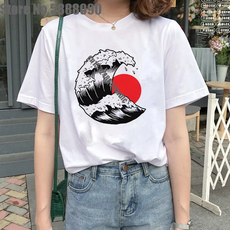 

Newest The Great Wave of Aesthetic TShirt female Tumblr And So It Is Ocean Fashion Graphic Tee Cute Summer Tops Casual tshirt