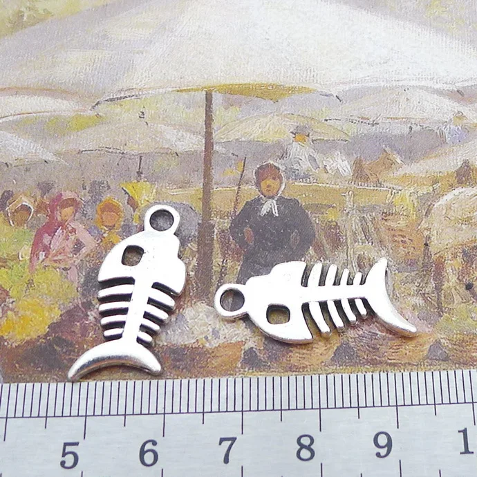 Амулеты из металлического сплава в виде рыбьей кости 10 шт./лот 20x12 мм Подвески