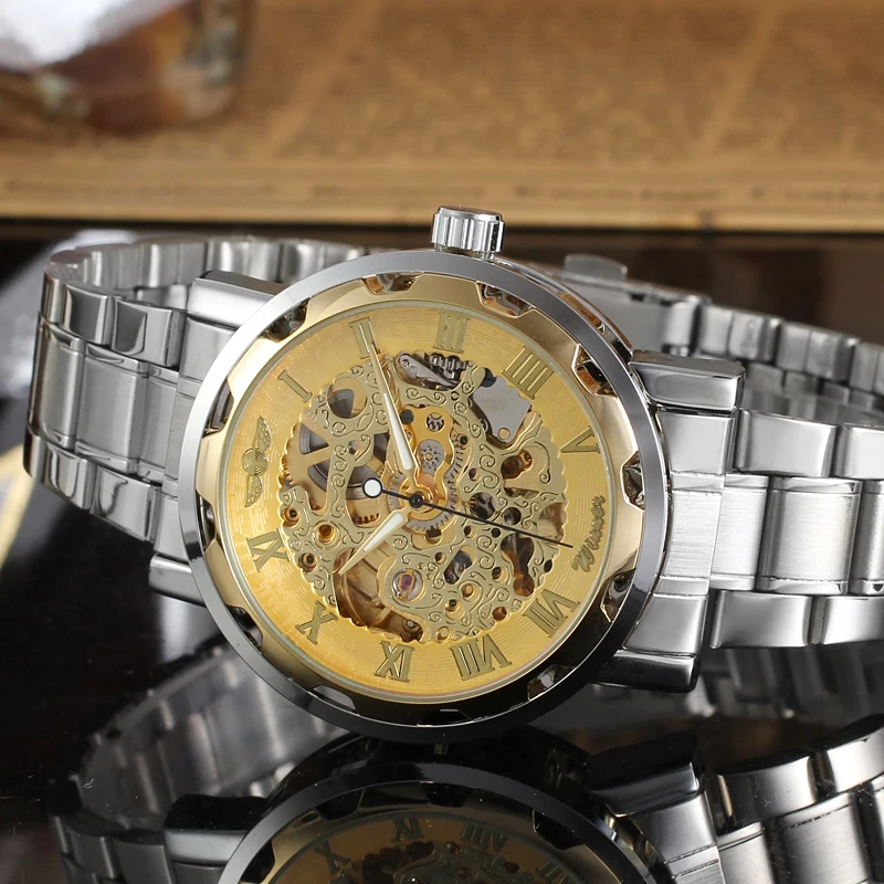 Luxury T- WINNER Royal Skeleton Design Men Business Mechanical Watch Waterproof Casual Men's Wrist Sports Watches Montre Homme |