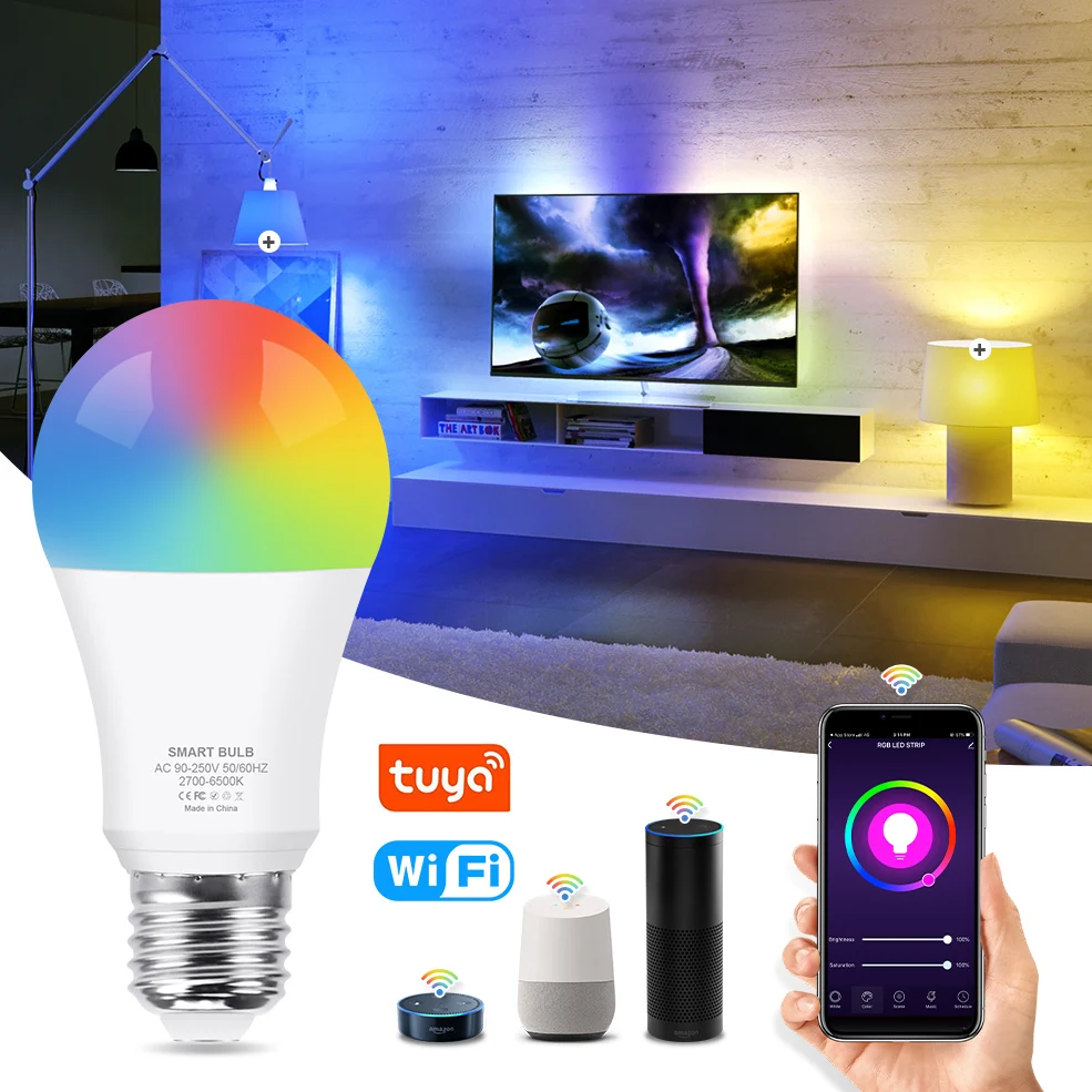 Умсветильник лампа с Wi-Fi цоколь Е27 12/15 Вт RGB + белый теплый | Лампы и освещение