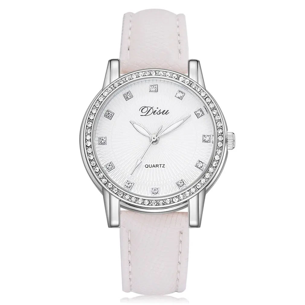 Модные женские кварцевые часы нарядные с кожаным ремешком для девушек вечерние