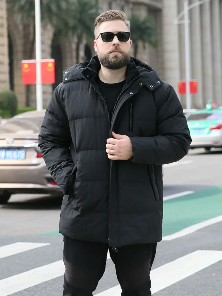 men's winter duck down overcoat with a hood hat loose puffy parkas jacket for male black green plus oversize xxxxxxxxxxl 10xl