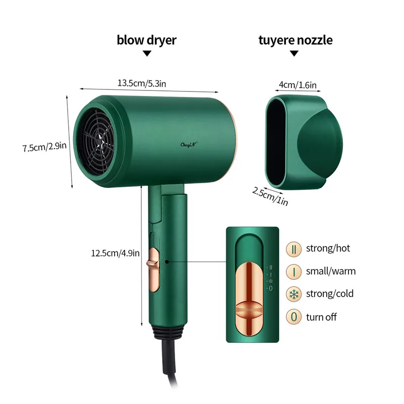 

CkeyiN Foldable Hair Dryer Electric Mini Hammer-shaped Hair Dryer Blue Light Hair Care with 3 Temperature Warm Cold Air 1100W