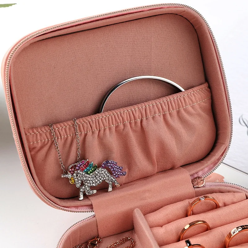 

Jewelry Box Zipper Storage Organizer Jewelry Holder Packaging Display Travel Jewelry Case Red & Jewelry Box Earrings Display Rin