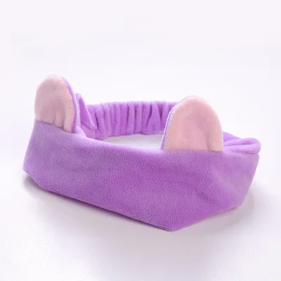 Puple Женская Мягкая повязка для волос с бантиком, с буквенными буквами, оголовье для лица, милые головные уборы для девочек, повязки для волос, коралловые флисовые аксессуары для волос - Цвет: Puple