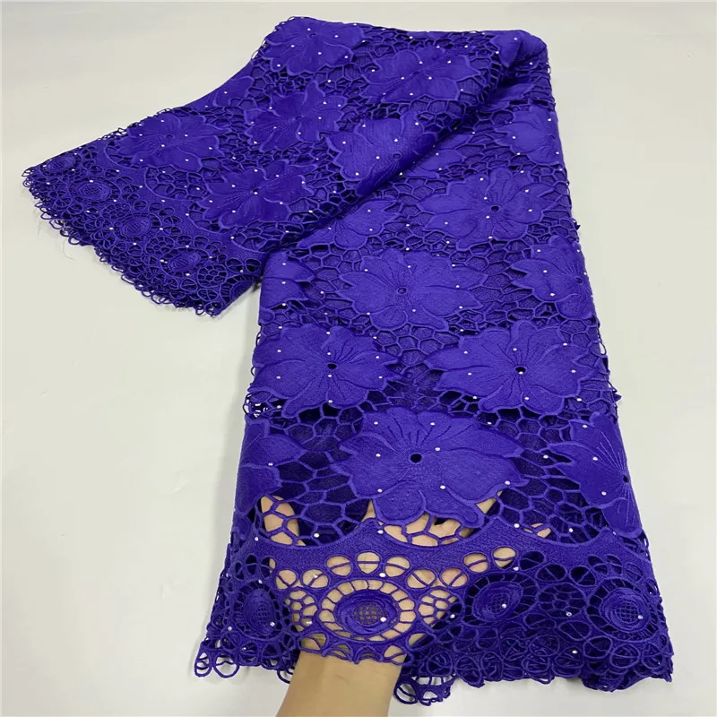 

African Lace Fabric 2020 High Quality French Mesh Lace Fabric stones Nigerian guipure Milk Silk Lace Fabrics For Dress RF130-76