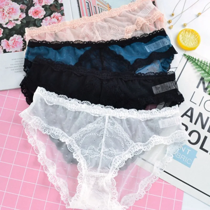 SP & CITY Ажурные кружевные трусики в горошек с волнистым краем женские сексуальное