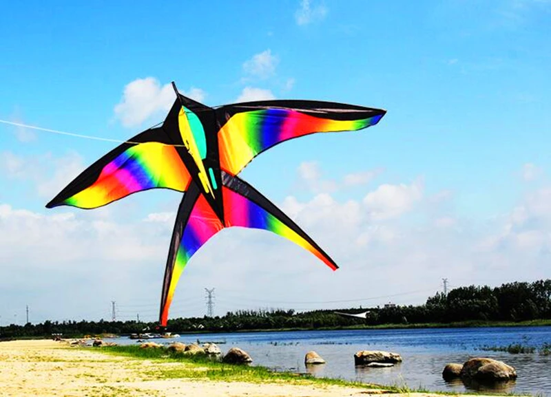 free shipping large rainbow kites bird kites flying toys for kids kites eagle kite ripstop nylon fabric wei kite factory koi images - 6