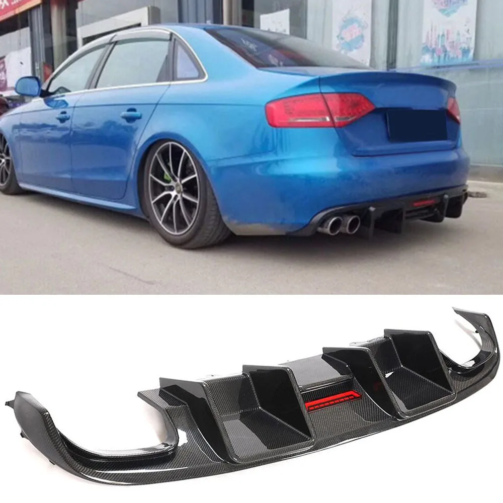 Car Rear Bumper Diffuser Lip Spoiler for Audi S4 B8 2008 - 2012 Protector Carbon Fiber | Автомобили и мотоциклы