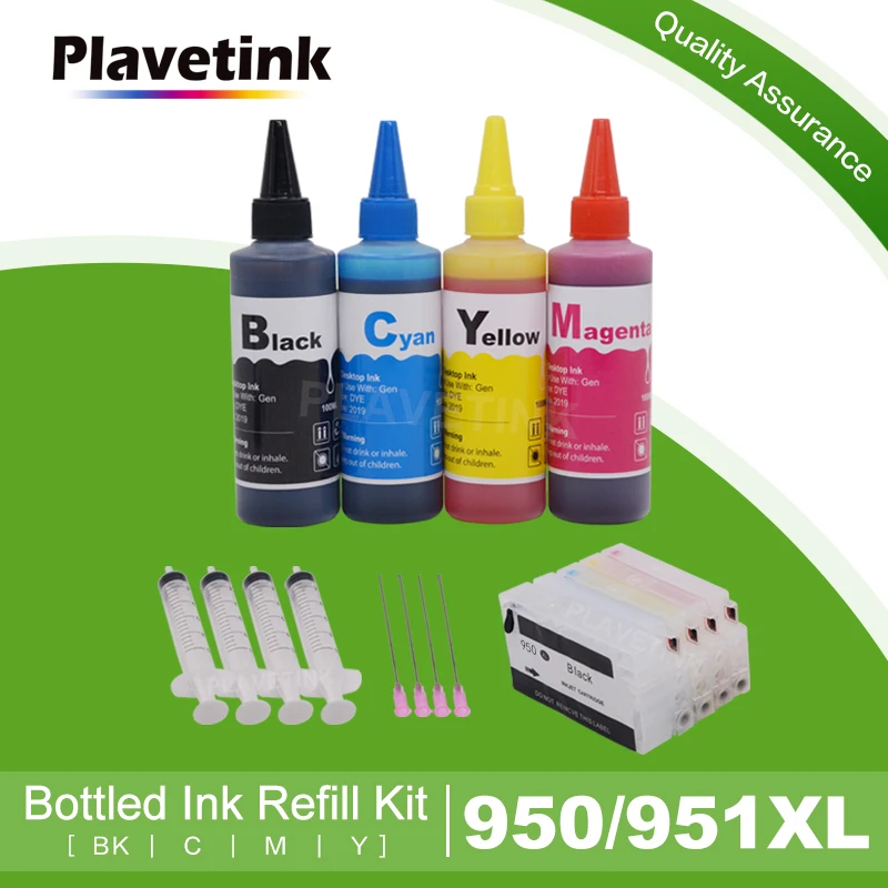 Набор чернил для принтера Plavetink 100 мл + картридж HP 950 951 XL Officejet Pro 251dw 276dw 8100 8600 |