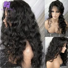 Луффи 13x4 Синтетические волосы на кружеве человеческих волос парики для чернокожих Для женщин предварительно с детскими волосами Реми бразильские волнистые волосы 4x4 кружева Closue парик