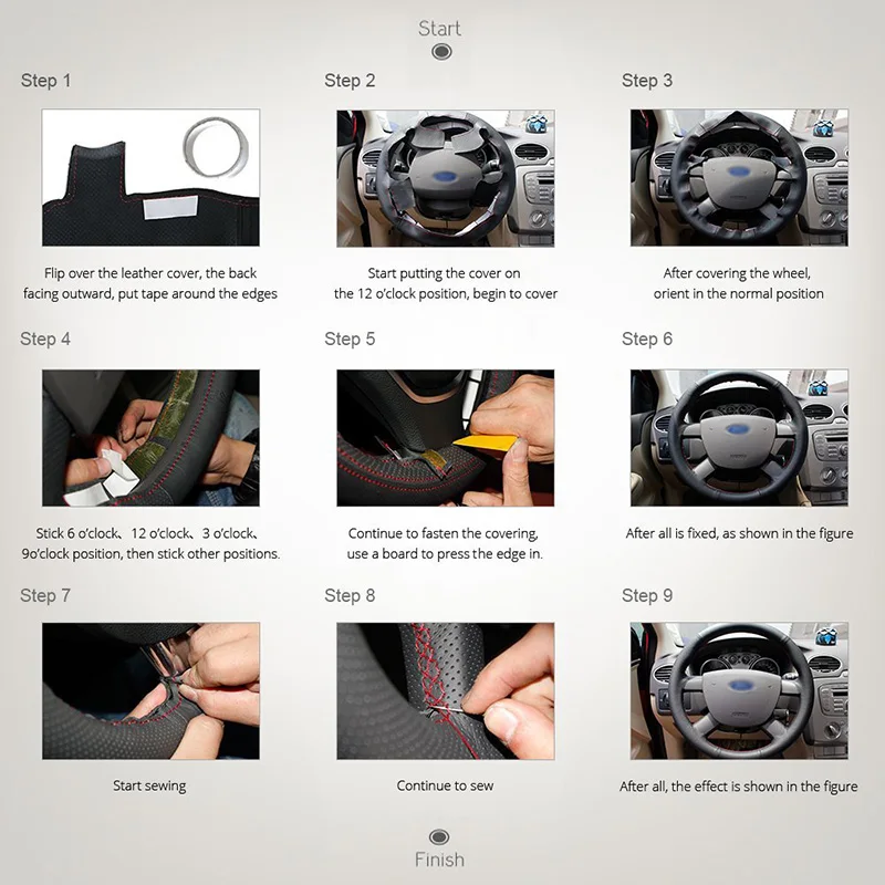 LUNDA черный кожаный DIY чехол рулевого колеса автомобиля для Mazda CX-5 3 2013-2016 Scion iA 2016 6