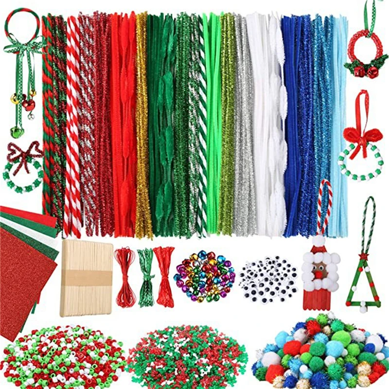 

DIY Arts Crafts Supplies Kids DIY Supplies Include Pipe Cleaners Pom Poms Craft Sticks Buttons Sequins For Craft Art Supplies