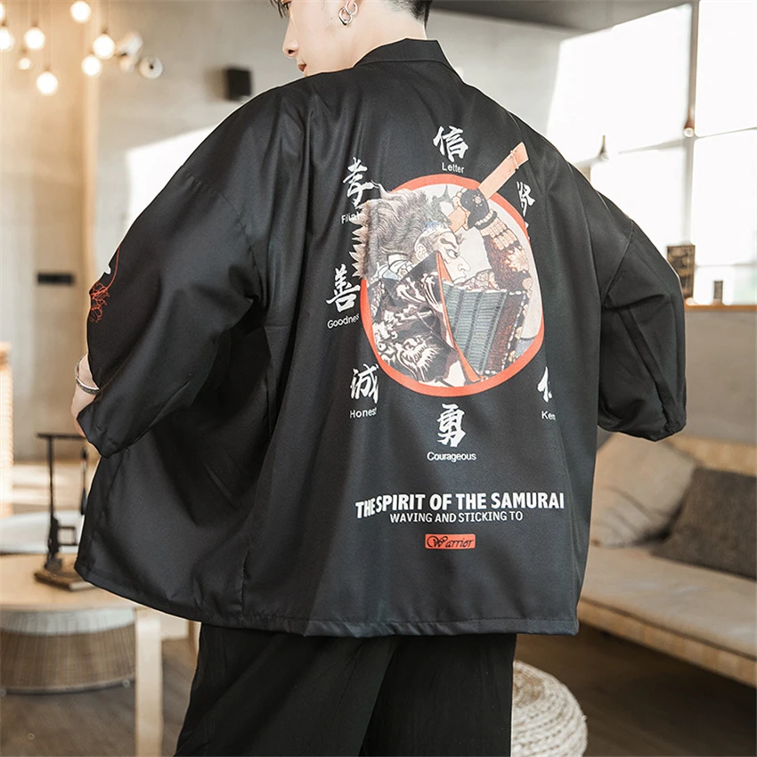 Haori Samurai, новинка, летняя мужская куртка, кардиган, японский стиль, кардиган Ретро, кимоно, традиционная юката, азиатская одежда для женщин