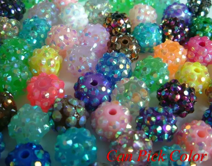 

hv434 10mm*12 mm ball pave mixed wholesale Resin crystal Beads Basketball Wives DIY Finding jewelry bracelet.