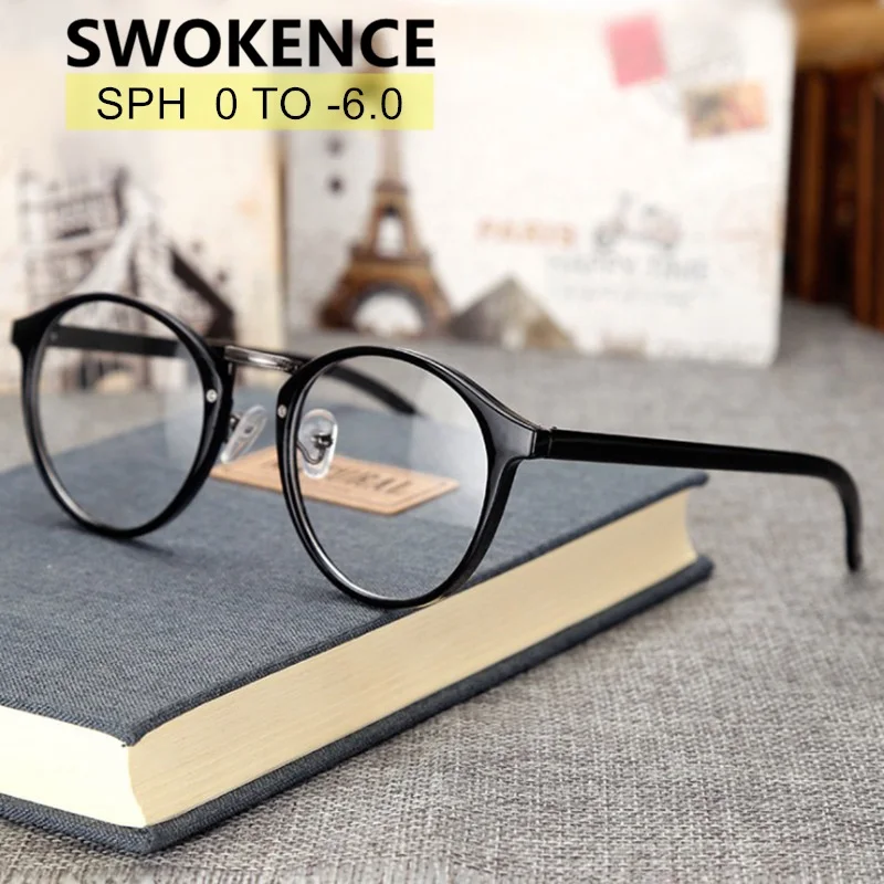 Мужские и женские очки для близорукости SWOKENCE SPH-1 0-6 0 с круглой оправой коротким