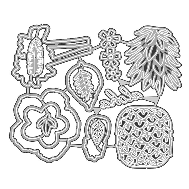 

2021 New Stamps Clearance Making Flower Pineapple Embossing Frame Card French or English Scrapbooking Molds Cutting Dies