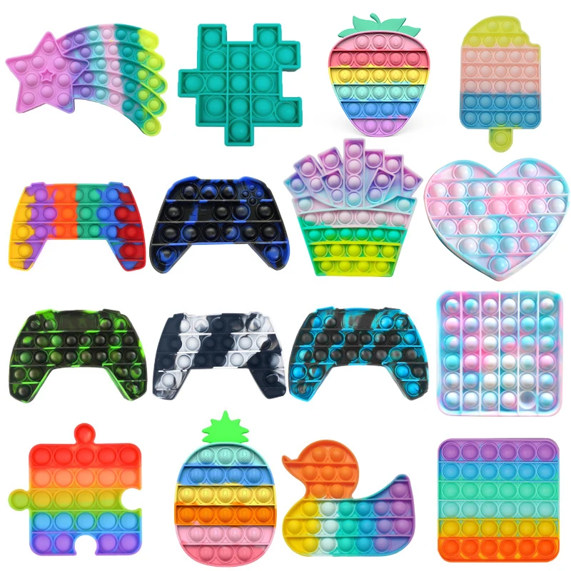 

Rainbow Bubble Popet Fidget Kids Toy Sensory Autisim Special Need Its Anti-stress Stress Relief Squishy Fidget Toy Random Color