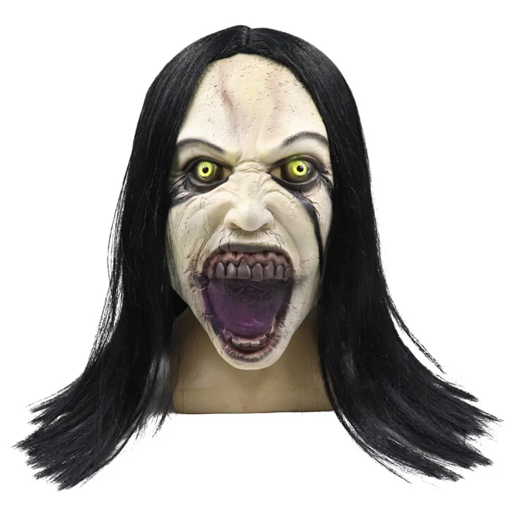 Маска на Хэллоуин 2019 латексный реалистичный парик женский стиль призрака маска