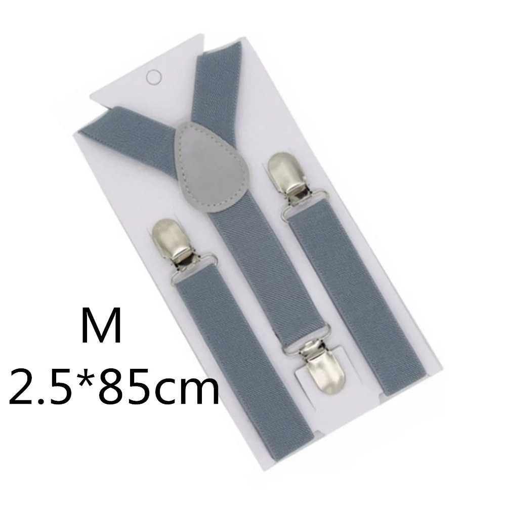 Light grey-85cm Однотонные подтяжки унисекс для детей и взрослых, для мужчин, женщин, мальчиков и девочек, эластичные регулируемые детские аксессуары-скобы, 5 размеров, для родителей и детей - Цвет: Light grey-85cm