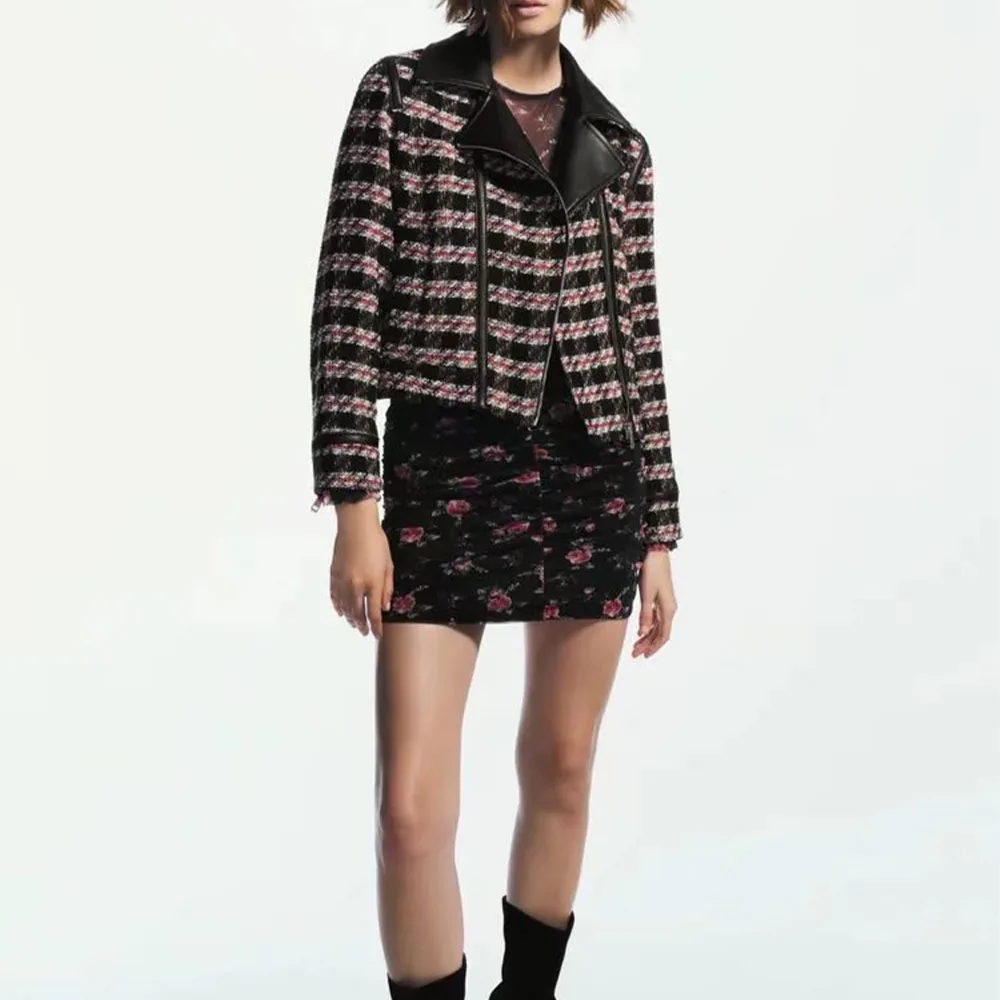 

Женская куртка с контрастной текстурой, винтажная верхняя одежда с длинным рукавом, шикарные топы, осень 2021