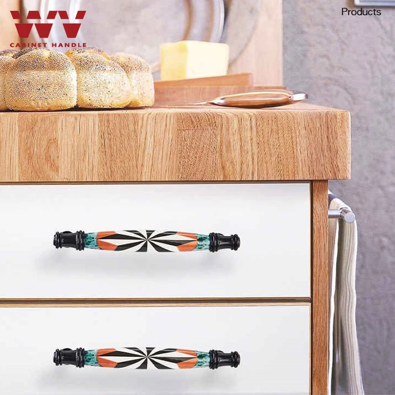 WV керамические дверные ручки для шкафов ткань синий цвет американский стиль