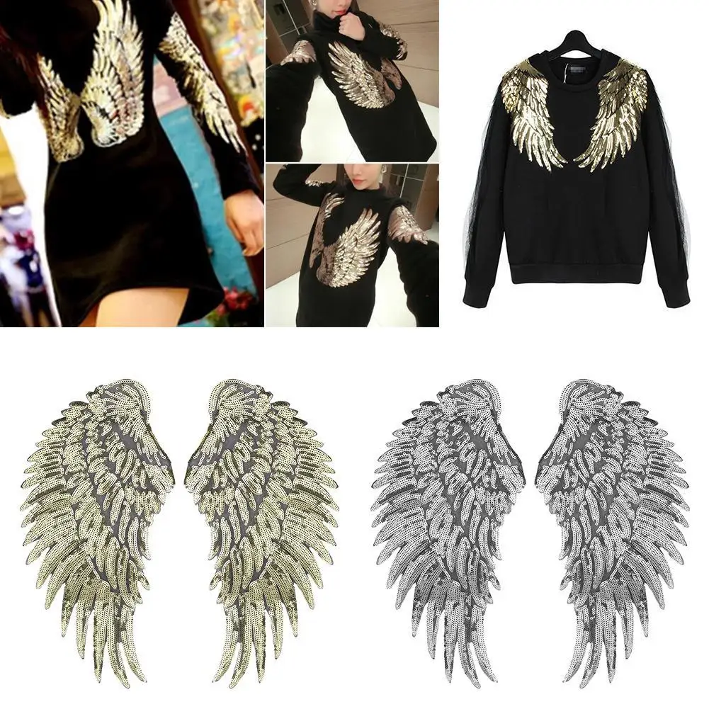 Крылья ангела перо блесток вышитые ткани большой патч аппликация палка одежда