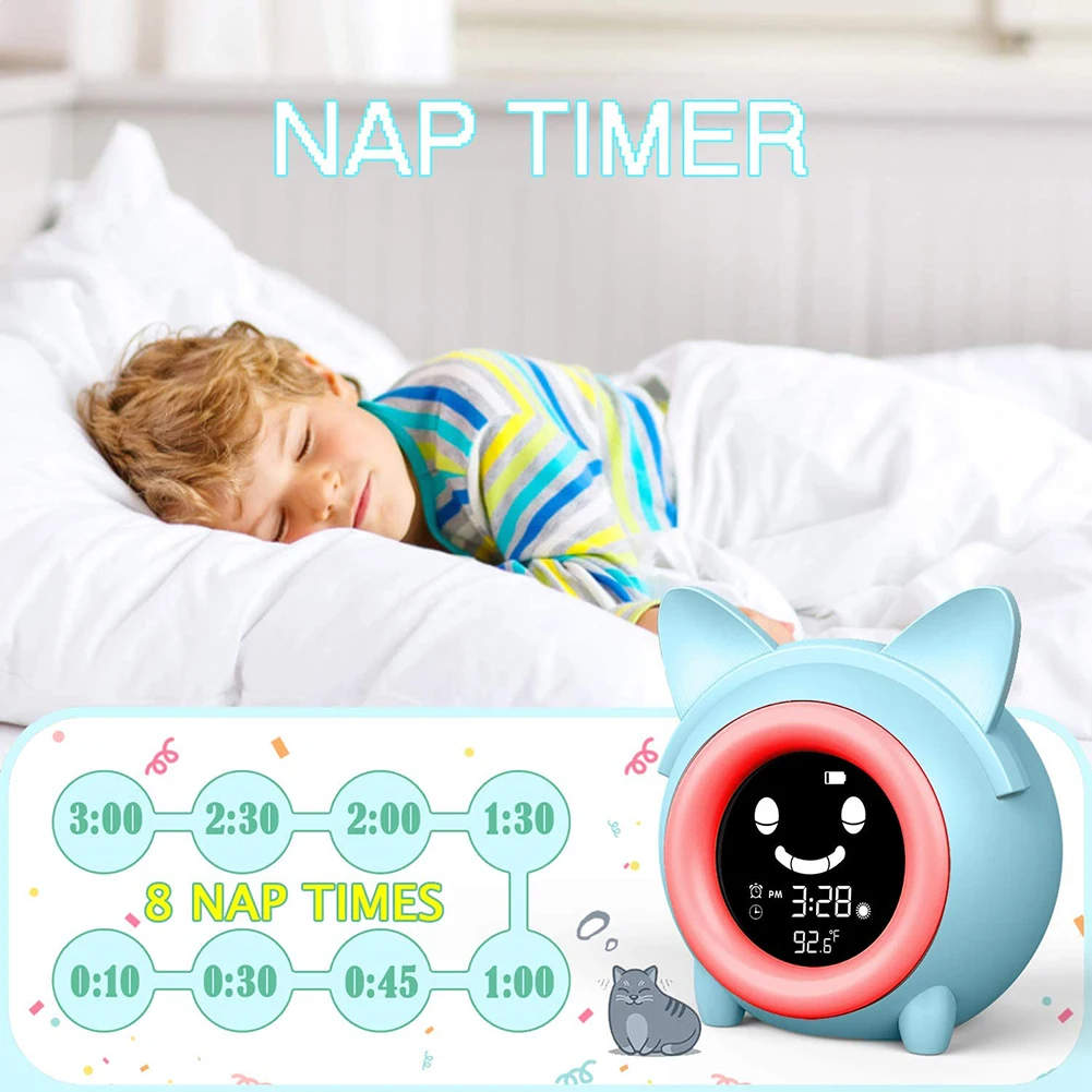 Kids Children Sleeping Training Temperature LED Light LCD Display Alarm Clock Cartoon alarm clock Electronic night light | Дом и сад