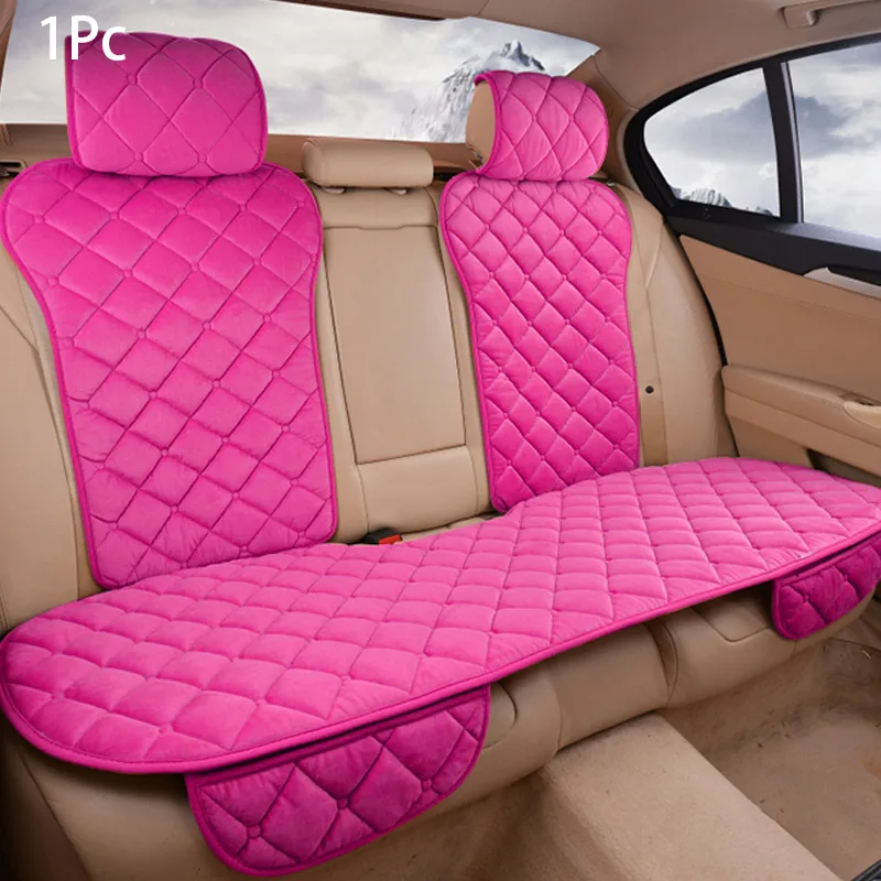 Rear Pink 1pc Универсальные чехлы для автомобильных сидений, плюшевые теплые осенне-зимние чехлы для сидений, чехлы для автомобильных сидений, Защитные чехлы для авто, аксессуары для интерьера - Название цвета: Rear Pink 1pc