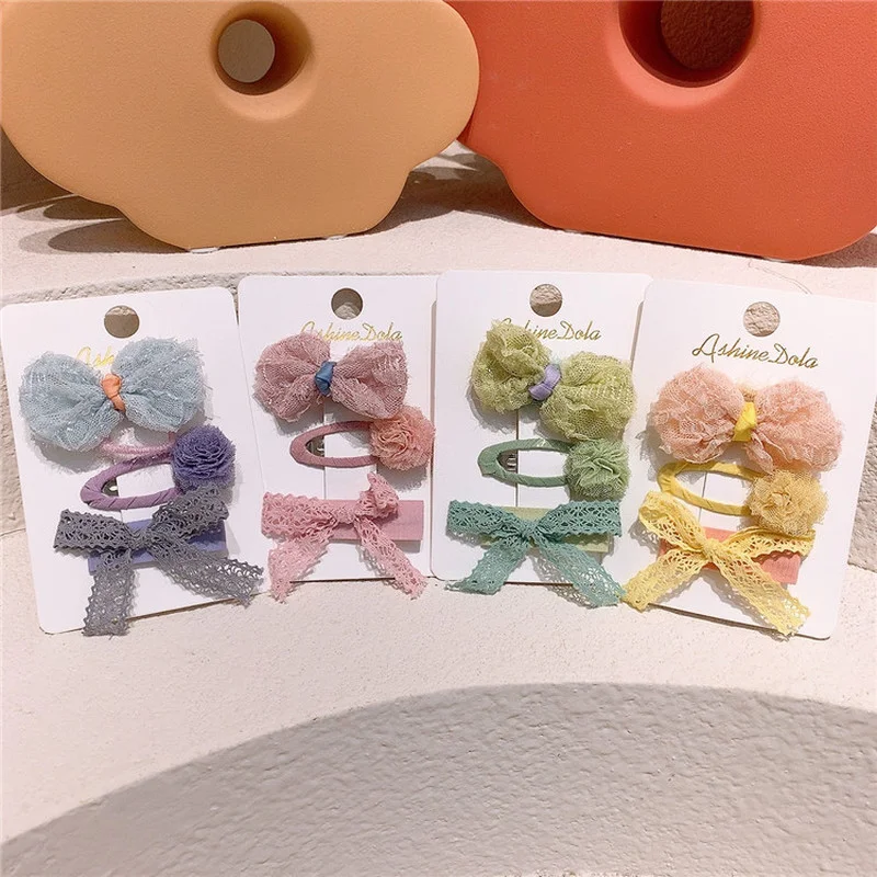 

Новинка 2021, Милая Кружевная повязка для волос с шариками для девочек, милые детские резинки с бантом из пряжи, модные детские заколки для вол...