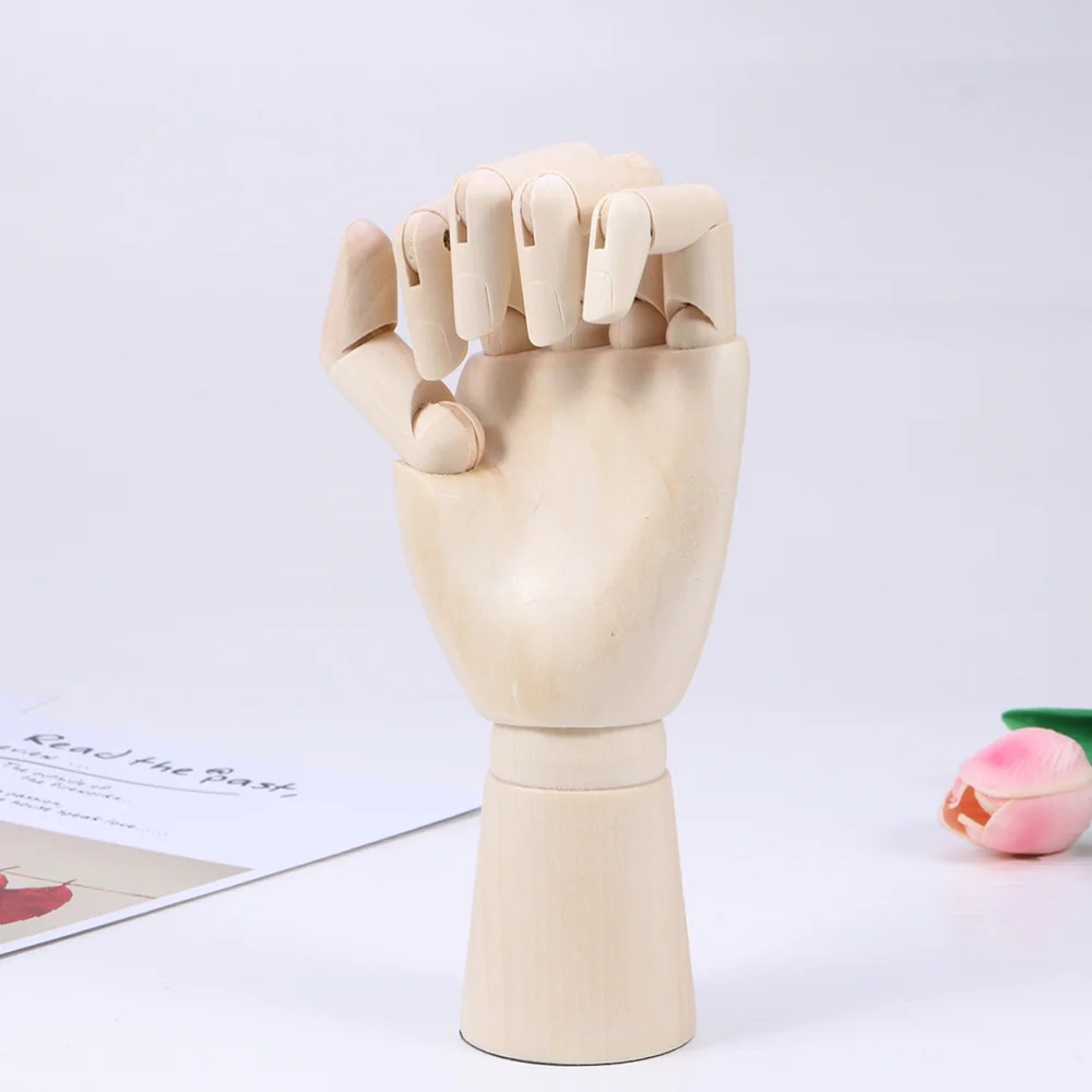 

2pcs Wooden Hand Ornament Funny Creative Joints Hand Model Prop Craft Desktop Hand Ornament for Home (Man Left Hand, Man Right
