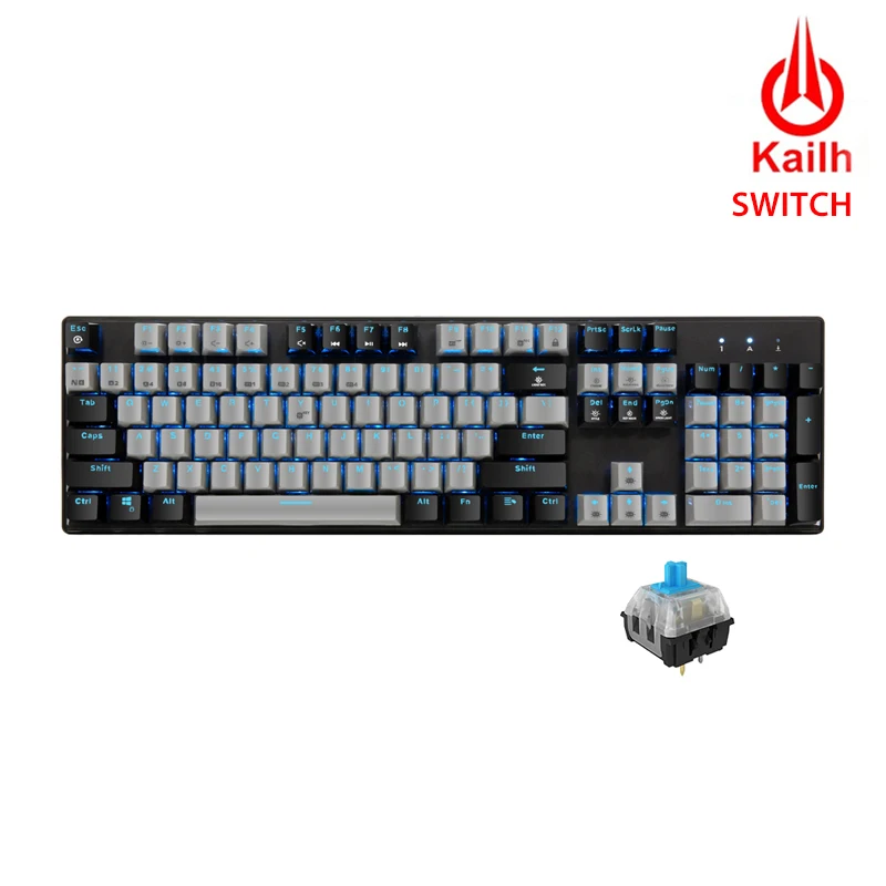 Blue Switch-GB Hexgeards GK706 Механическая игровая клавиатура kailh MX Синий переключатель 104 ключ Водонепроницаемость механическая клавиатура розовый - Цвет: Blue Switch-GB
