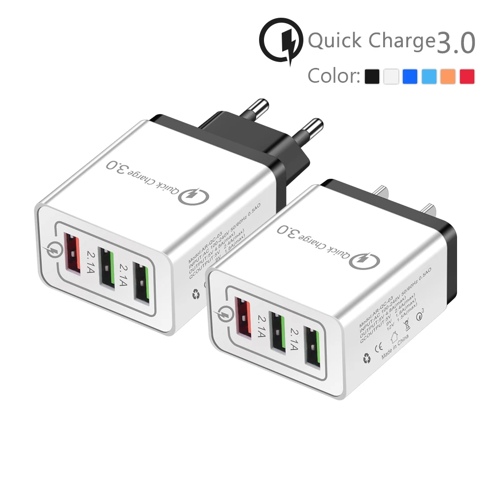 3 USB порта зарядное устройство Быстрая зарядка 0 быстрое 5 В/2 4 A 9 В/1 8a 12 5a для Iphone X 7 8