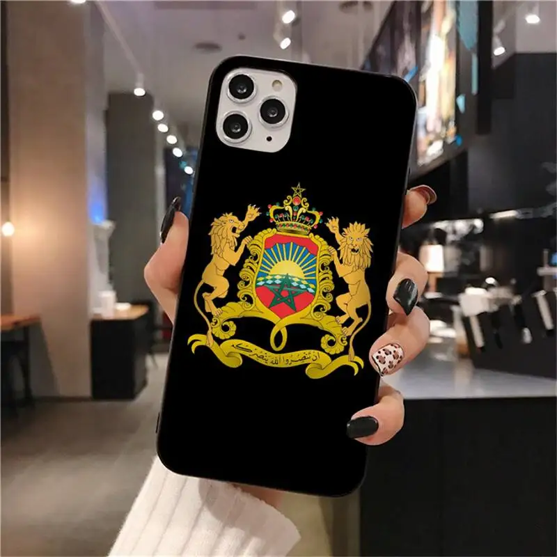morocco flag coat of arms phone case for iphone 12 11 pro max mini xs max 8 7 6 6s plus x 5s se 2020 xr cover free global shipping
