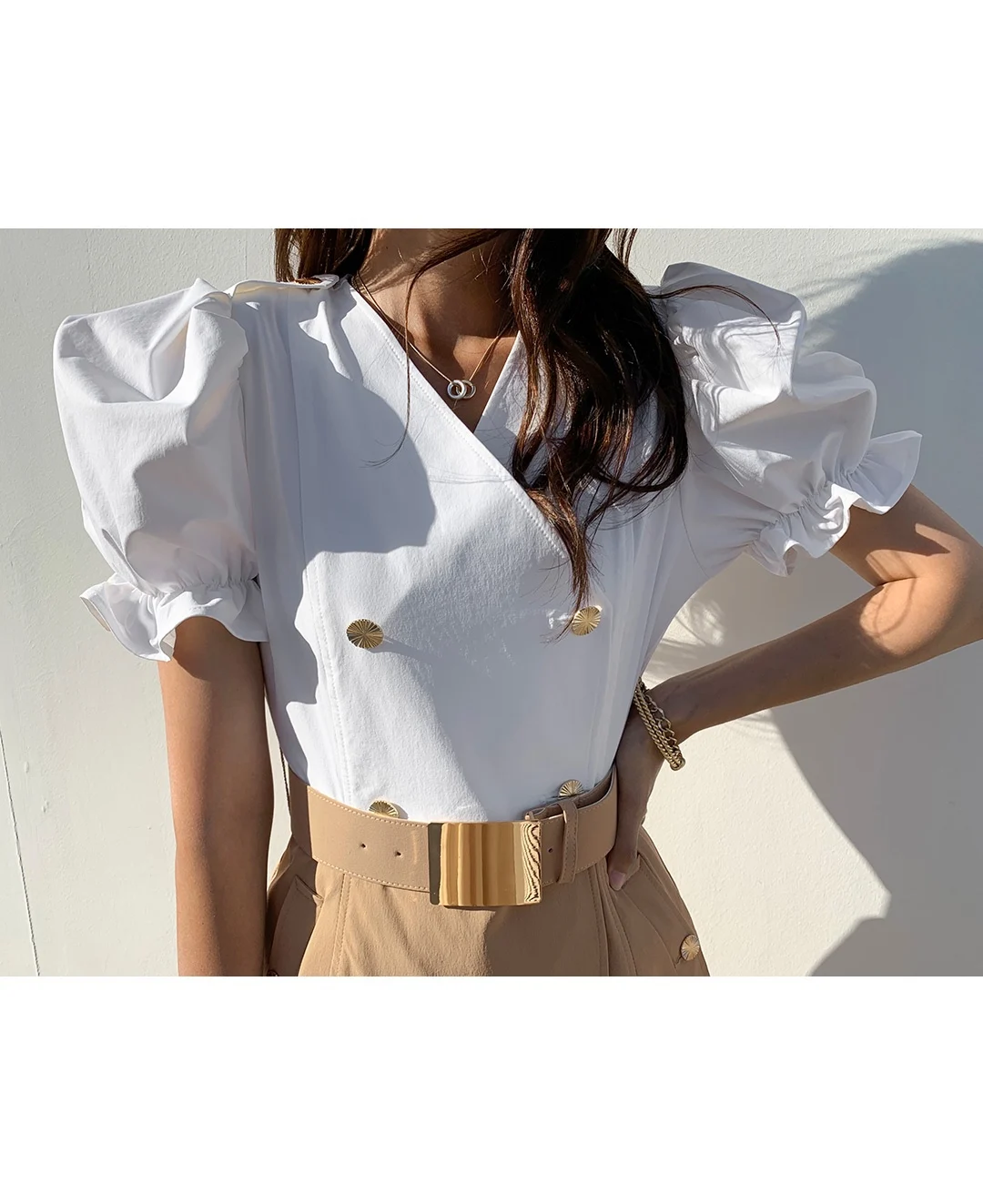 

Women Summer Fashion Casual Patchwork Sashes Button Slim Office Lady Elegant Dress Sexy V-neck Vintage Puff Sleeve Party Dress