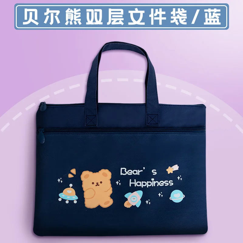 

Portable Document Bag Canvas A4 Office Zipper Bag Large Capacity Men Women Handbag Multi-layer Information Bag Briefcase Meeting