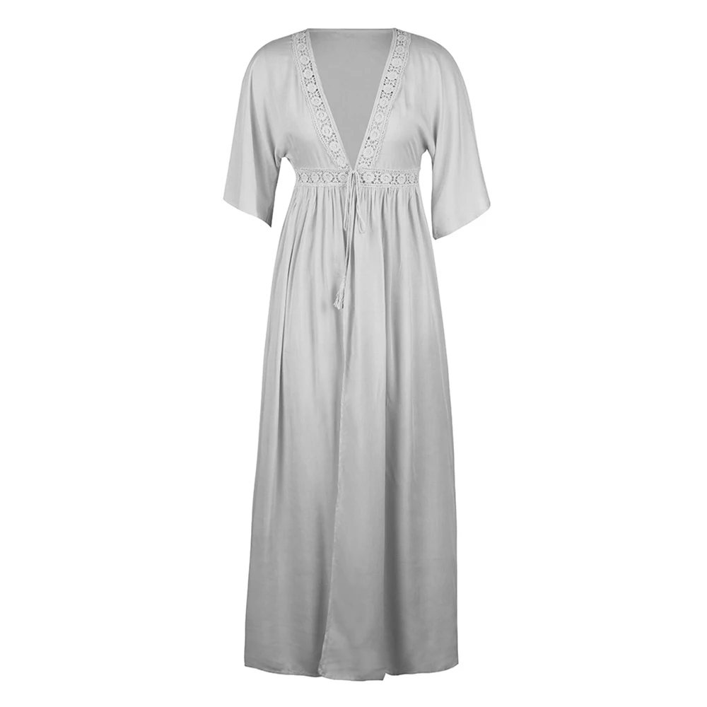 

Spring Dress Women 2020 Sexy Elegant Solid Chiffon A Line Long Dress Women Vintage Casual Beach Party Dresses Female Sleepwear