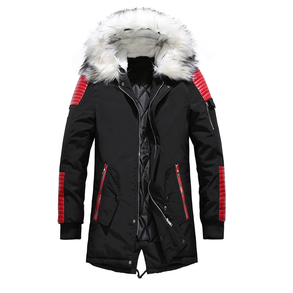 Autumn Winter Parka Men Windbreak Warm Windproof Fur Collar Coats Male Hooded Jackets Men Cotton Padded Jackets Coat Streetwear