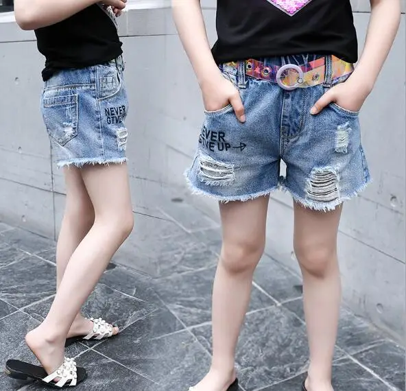 Лето 2021 детская одежда шорты для девочек повседневные джинсовые с дырками