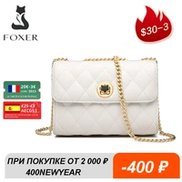 foxer women cow leather shoulder bag fashion lady casual cross body bag brand classical small messenger flip bag for girls