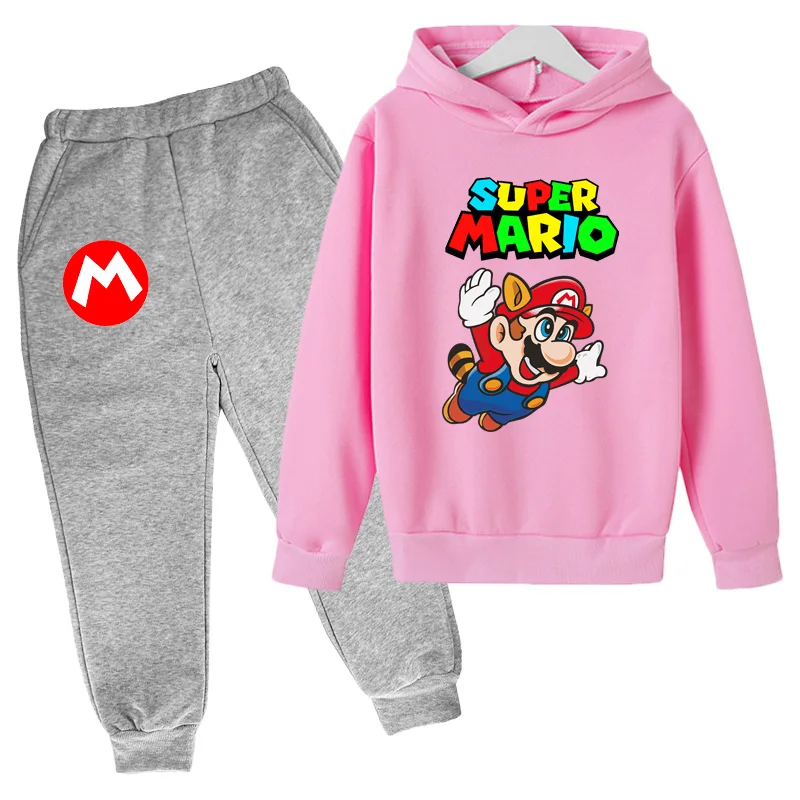 

mario bros Anime Tracksuit Kids Hoodie Pants 2pcs Sets Baby Boys Clothing Sets super mario hoodie sets