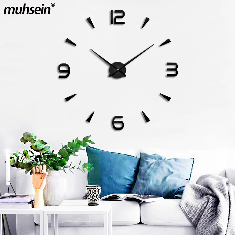

Muhsein New Wall Clock Home Decor Mute Clock Large Size DIY Wall Sticker Clock Numerals Quartz Watch For Gift Free Shipping