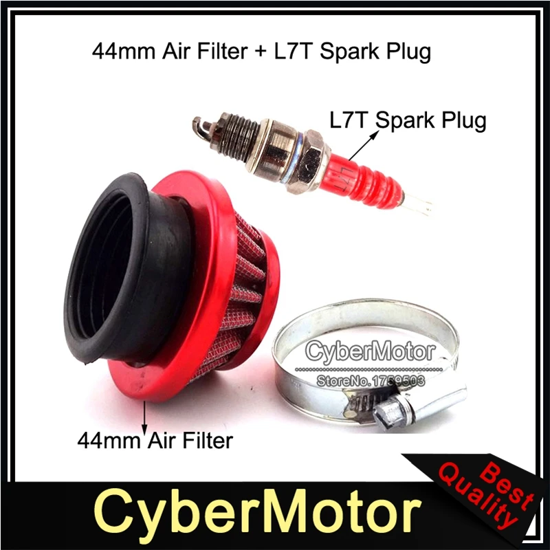 Красный алюминий 44 мм воздушный фильтр + L7T свечи зажигания для 2-х тактный 47cc 49cc